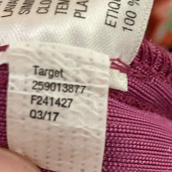 MOSSIMO pink purple velour ribbed 3/4 sleeve low back top holiday party XS - Picture 8 of 9